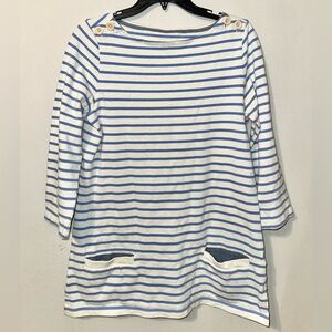 Land’s End Striped Blue and White Tunic Top